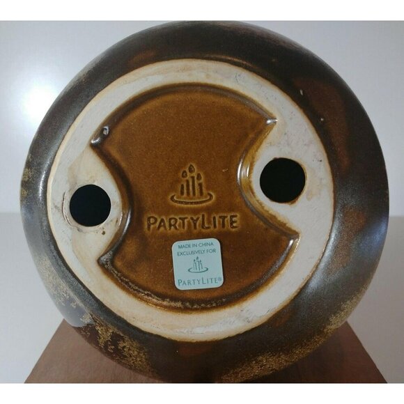 Partylite Brown & Gold Speckled Ceramic Vase Or Candle Holder Vintage - Picture 2 of 9